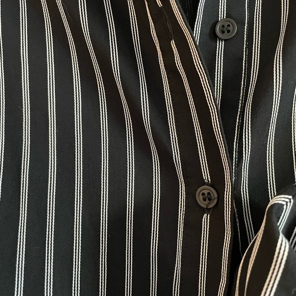 Stretchy Pinstripe Tiefront Shirt Dress - Picture 3 of 3